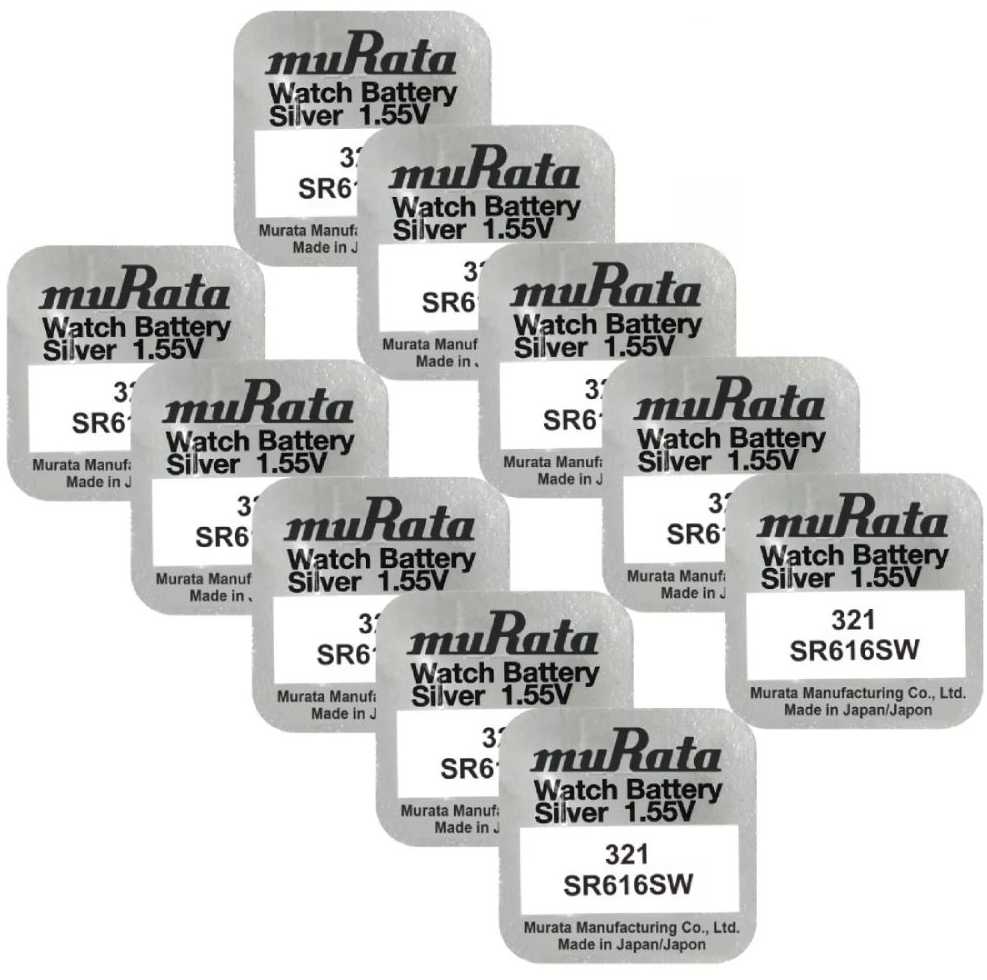 Murata 321 SR616SW laikrodžių baterijos 1,55V, 10 vnt. rinkinys