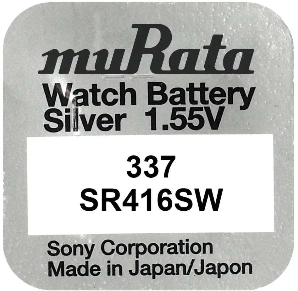Baterija - Murata 337 (SR416SW) 1.55V Sidabro Oksido Laikrodžio Baterija 10 vnt.