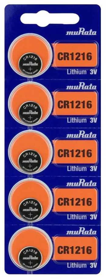 Murata CR1216 3V ličio monetinės baterijos, 5 vnt. rinkinys
