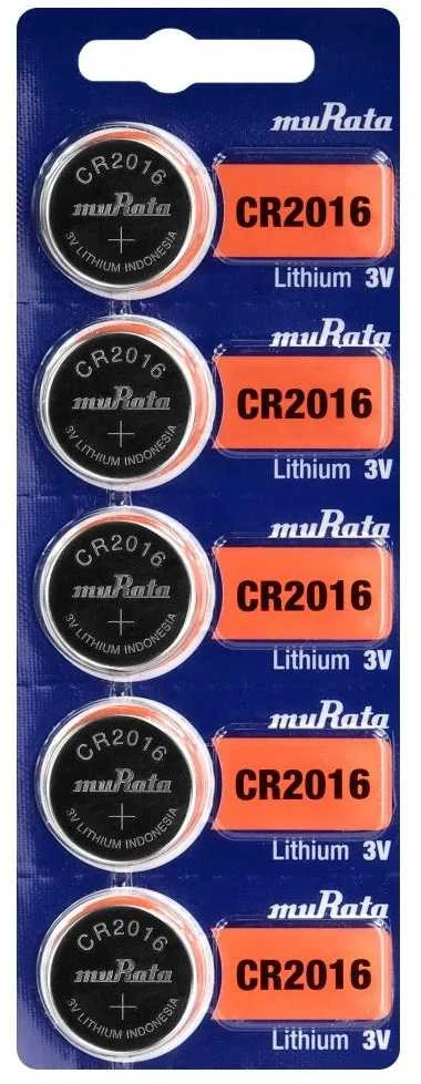 Murata CR2016 3V ličio baterijos 5 vnt. laikrodžiams, raktams
