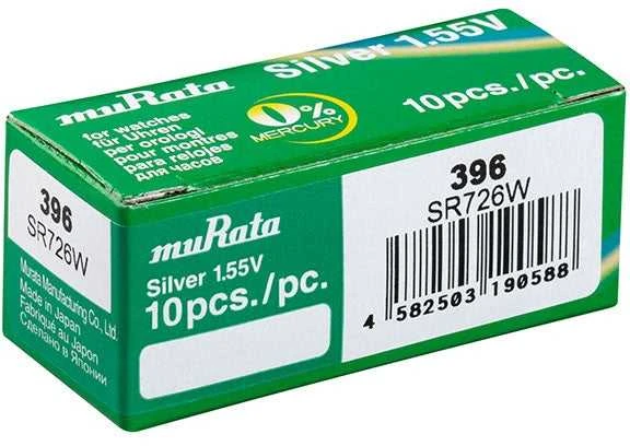 Murata sidabro oksido baterijos 396 SR726W laikrodžiams 10 vnt.