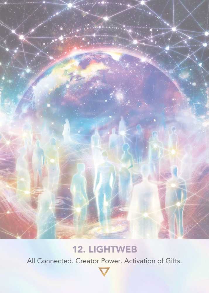 KNYGA Muse Oracle Press LightWeb orakulo kortos – kosminė dvasinė kelionė, 44 kortos