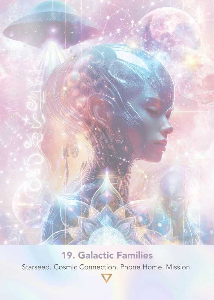 KNYGA Muse Oracle Press LightWeb orakulo kortos – kosminė dvasinė kelionė, 44 kortos