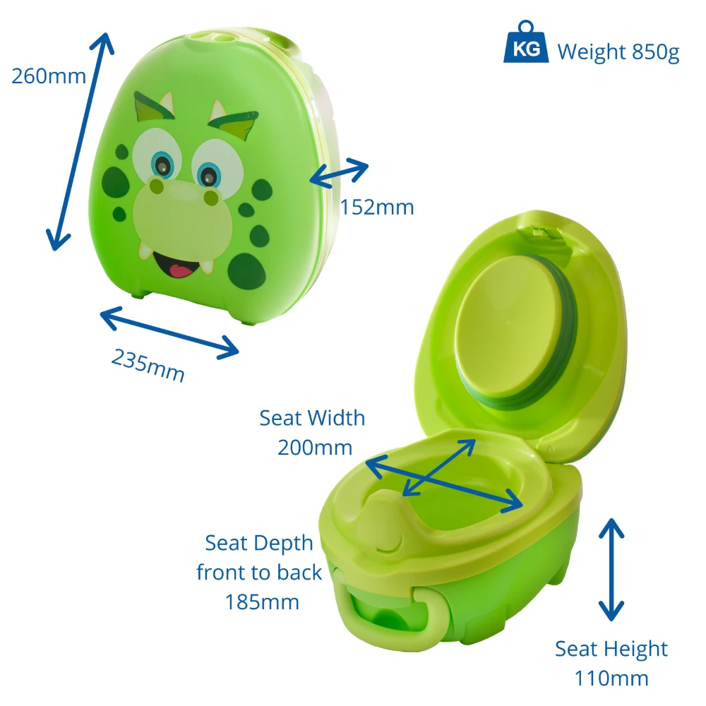 Mokomasis nešiojamas naktipuodis My Carry Potty, dinozauras, žalios spalvos