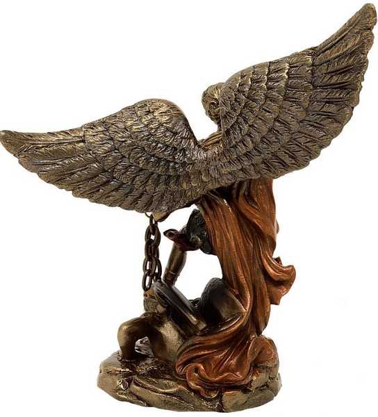 Mysticallstm Mayer Chess Arkangelo Mykolo išraiškinga statulėlė, auksinė, 13 cm, polirezinas
