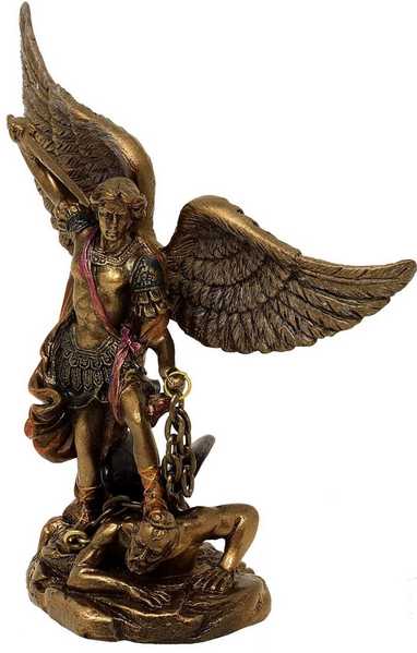 Mysticallstm Mayer Chess Arkangelo Mykolo išraiškinga statulėlė, auksinė, 13 cm, polirezinas