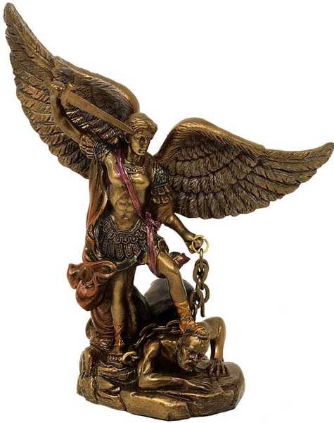 Mysticallstm Mayer Chess Arkangelo Mykolo išraiškinga statulėlė, auksinė, 13 cm, polirezinas