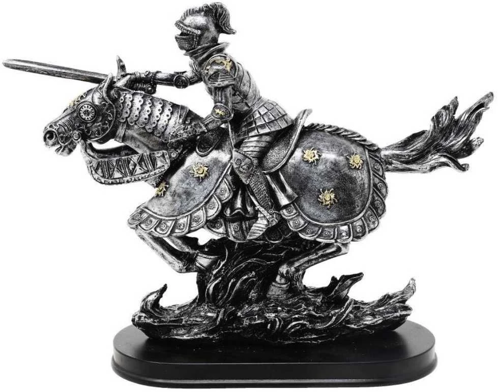Mysticallstm Mayer Chess Viduramžių riterio ant žirgo statulėlė, rankomis dažyta polirezino, 31 cm