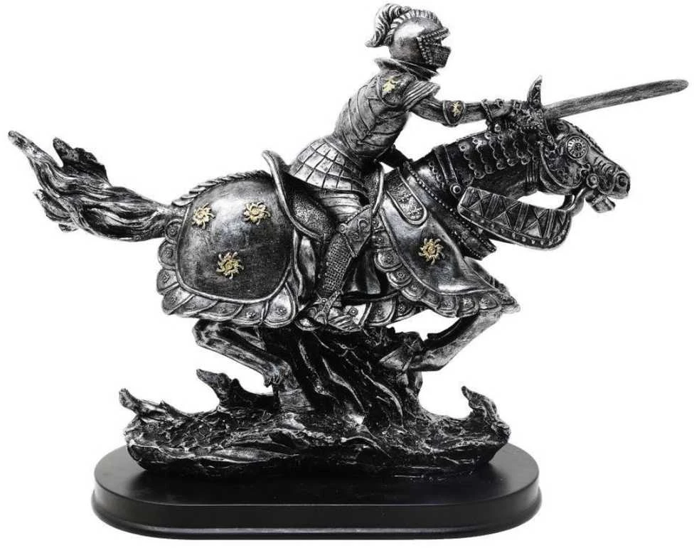 Mysticallstm Mayer Chess Viduramžių riterio ant žirgo statulėlė, rankomis dažyta polirezino, 31 cm