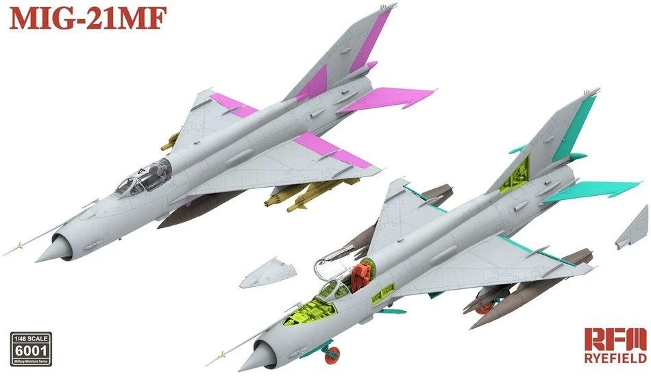 Naikintuvo MiG-21MF surenkamas modelis Rye Field Model 1/48 RFM-6001