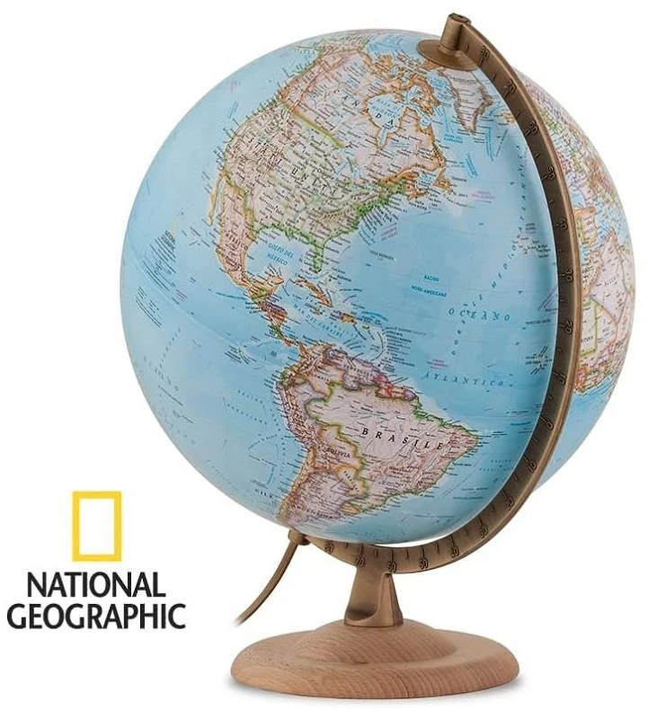 National Geographic politinis gaublys 30 cm su riešutmedžio padu, anglų kalba