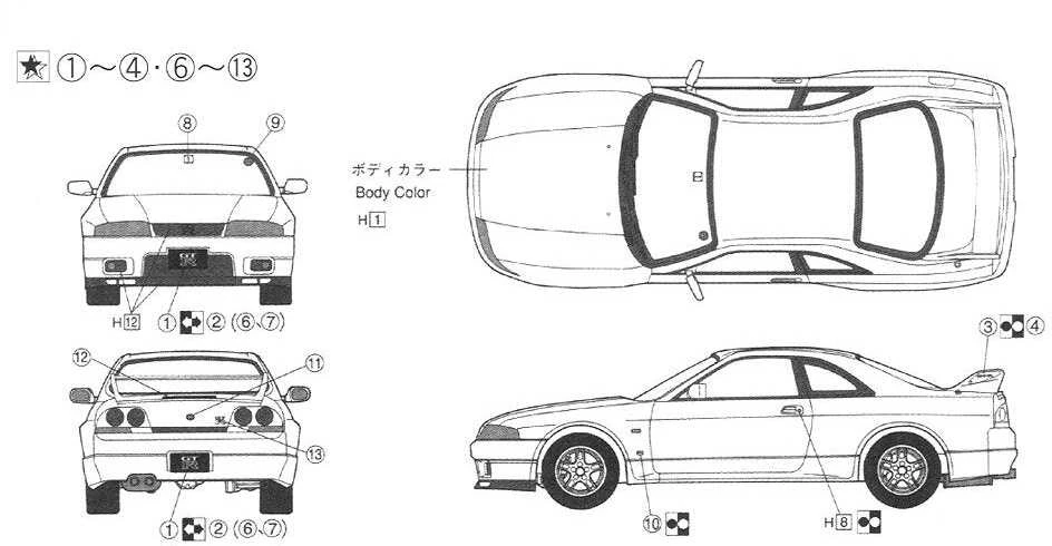 Nissan Skyline GT-R R33 1995 1/24 Fujimi surenkamas modelis