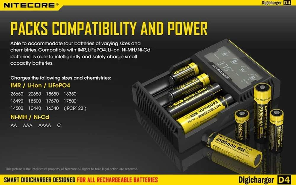 Nitecore Digicharger D4 EU Baterijų įkroviklis