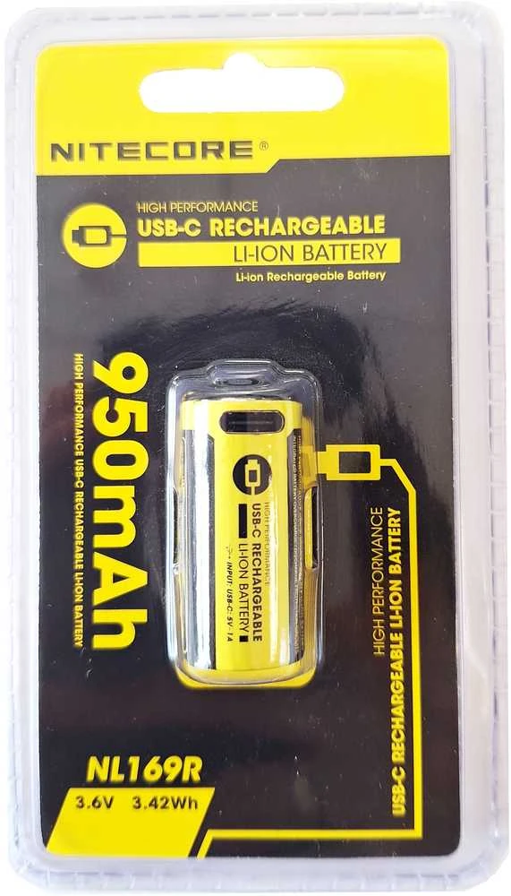 Baterija NITECORE 16340 NL169R 950mAh USB-C
