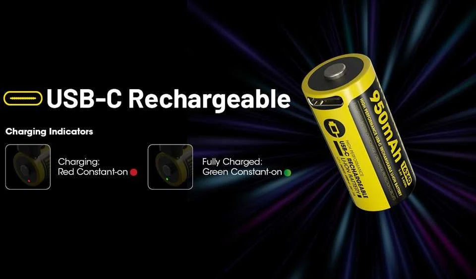 Baterija NITECORE 16340 NL169R 950mAh USB-C