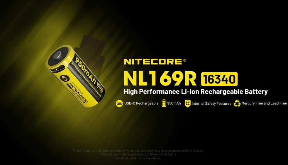 Baterija NITECORE 16340 NL169R 950mAh USB-C