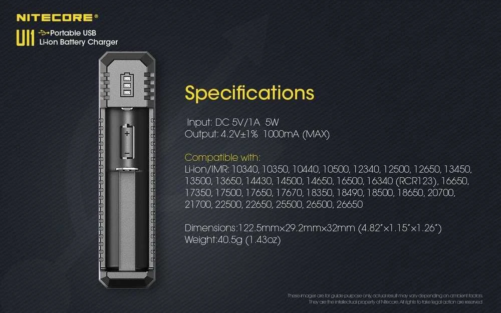 Nitecore UI1 Portable USB Intelligent Universal Baterijų įkroviklis