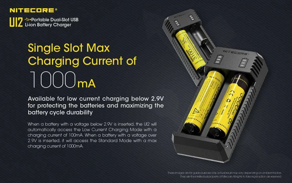 Nitecore UI2 Portable Dual-slot USB Baterijų įkroviklis