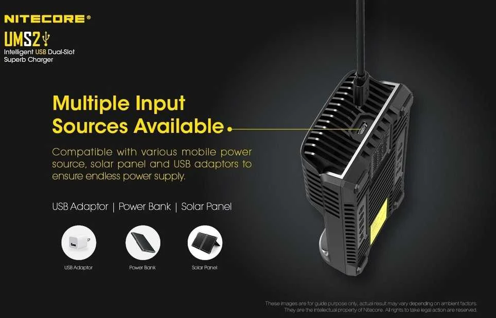 AKUMULIATORIŲ ĮKROVIKLIS 2 SLOT/UMS2 NITECORE