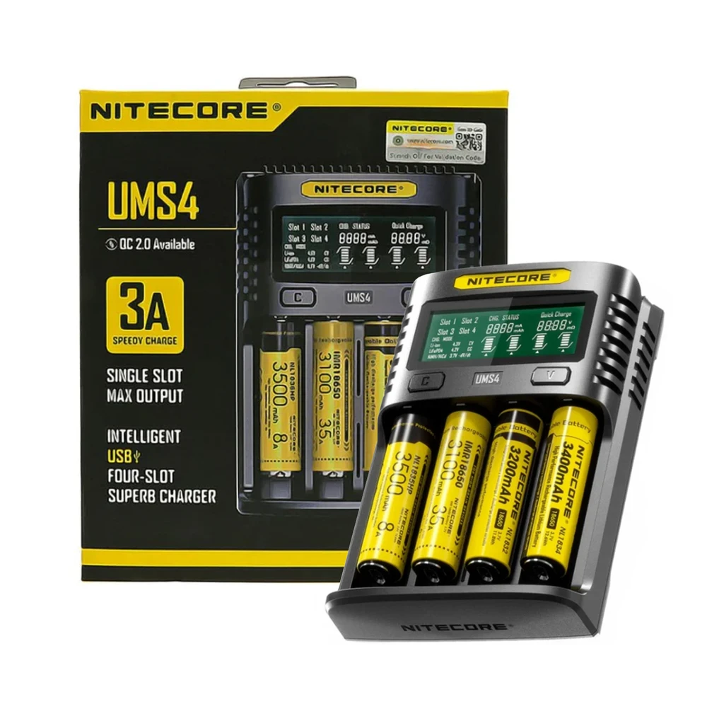 Nitecore UMS4 4 x Penlite įkroviklis (AA/AAA) su indikatoriumi