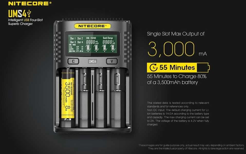 Nitecore UMS4 4 x Penlite įkroviklis (AA/AAA) su indikatoriumi
