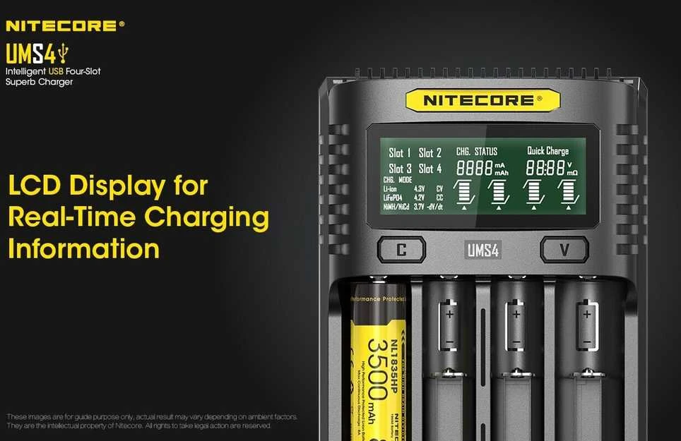 Nitecore UMS4 4 x Penlite įkroviklis (AA/AAA) su indikatoriumi