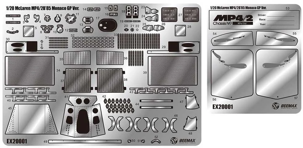 Nunu Beemax Beemax McLaren MP4/2B F1 1/20 papildomų detalių rinkinys E20001