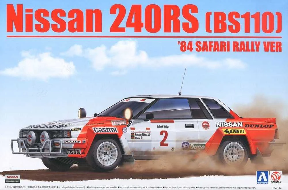 Nunu Beemax Beemax Nissan 240RS Safari Rally 1984 1/24 plastikinis rinkinys