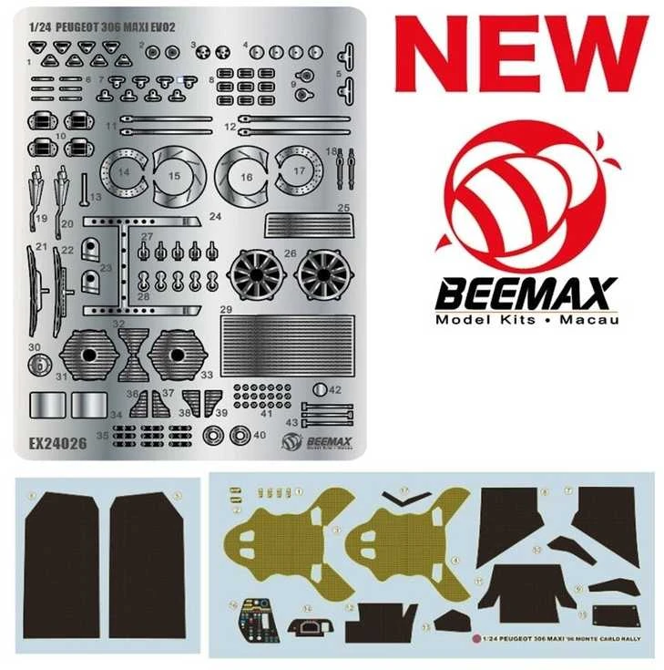 Nunu Beemax Beemax Peugeot 306 Maxi Evo 2 ’98 Monte Carlo 1/24 detalių rinkinys