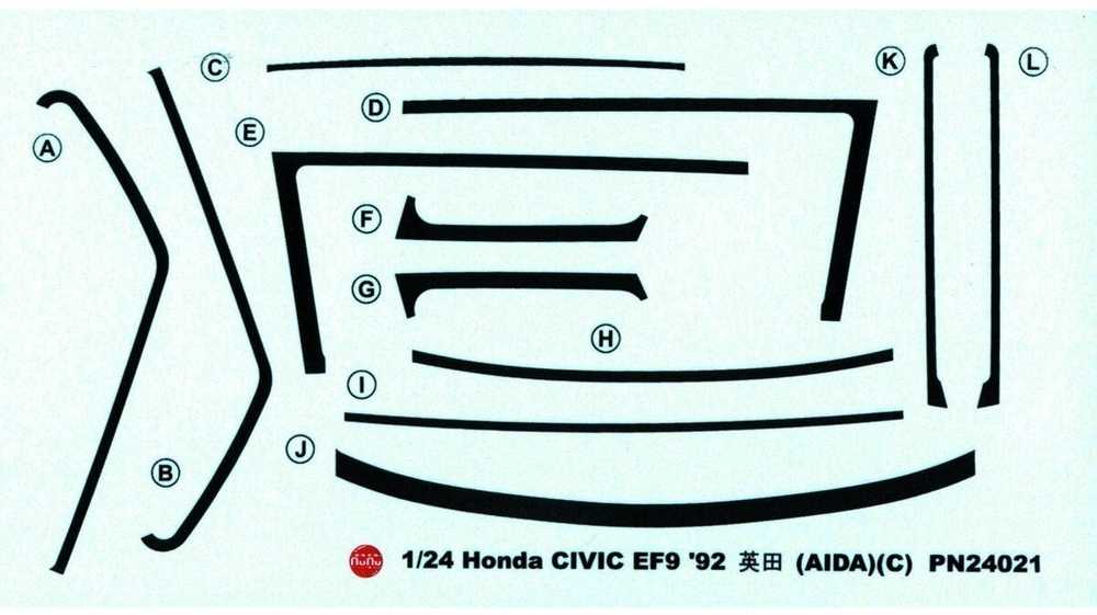 Nunu Beemax Honda Civic EF9 JACCS 1992 Group A 1/24 plastikinis surinkimo rinkinys