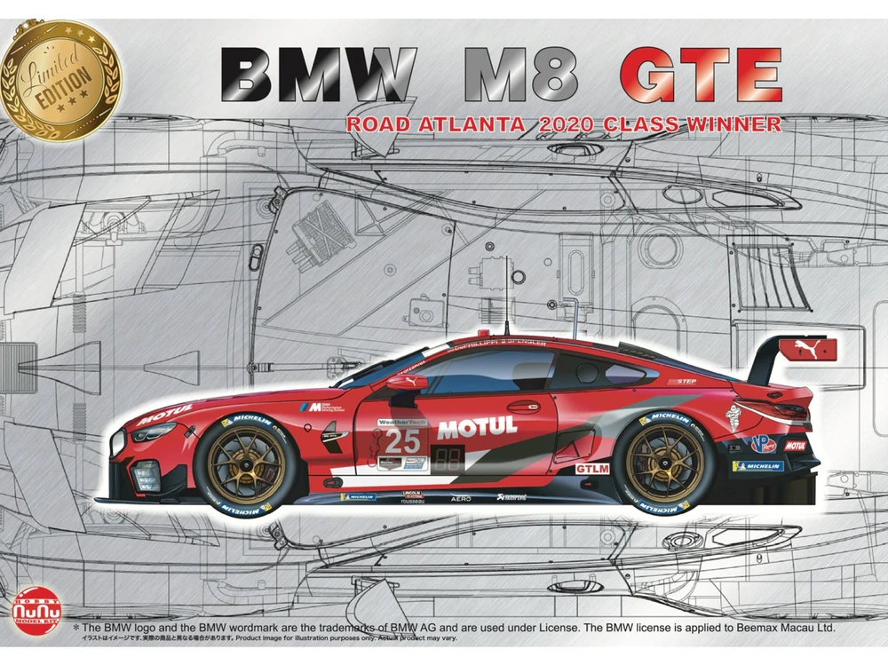 Nunu Beemax NuNu BMW M8 GTE 2020 Road Atlanta nugalėtojas 1/24 plastikinis surenkamas modelis