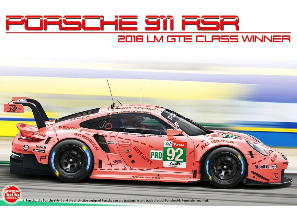 Nunu Beemax NuNu Porsche 911 RSR „Rožinė Pig“ 2018 Le Mans GTE nugalėtojas, 1/24 rinkinys