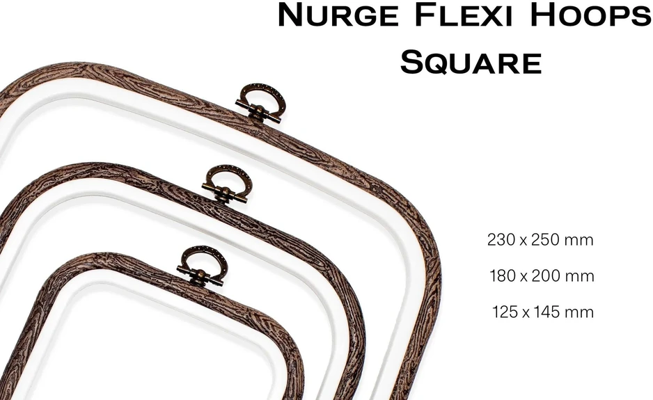Nurge Flexi Hoop kvadratinis siuvinėjimo lankelis 23x25 cm, tamsiai rudas
