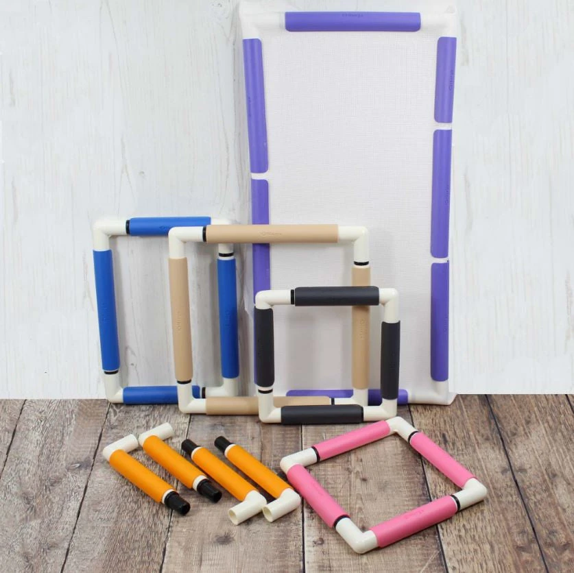 Nurge užsegamas rėmelis siuvinėjimui 21x21 cm rožinis
