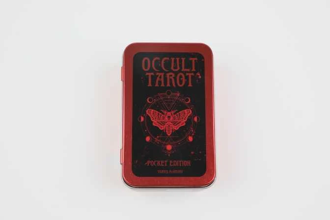 KNYGA Rockpool Occult Tarot kišeninės kortos skardinėje dėžutėje – 78 kortų kaladė