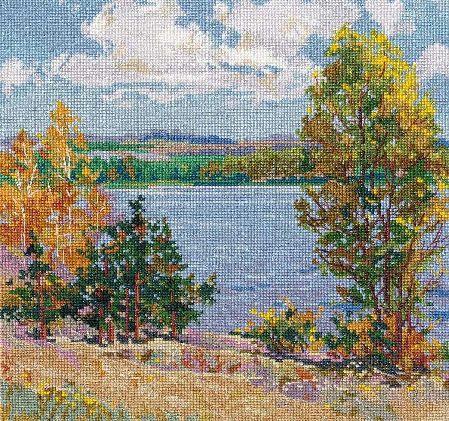 Oven Beldizart Kryželių siuvinėjimo rinkinys "Ruduo prie upės" 23x23 cm S1651