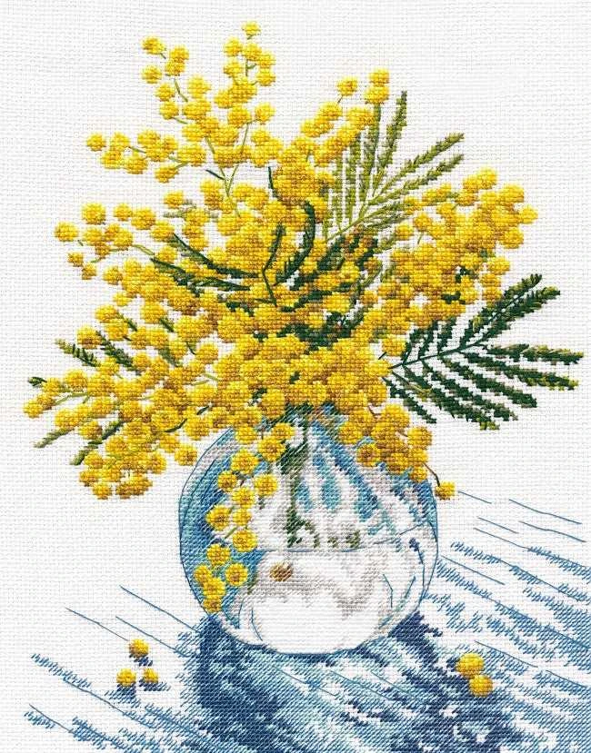 Oven Mimosa siuvinėjimo kryželiu rinkinys, Zweigart 16 ct, 20×28 cm, 13 spalvų