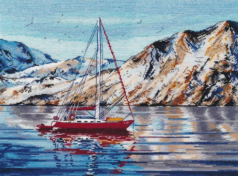 Oven Siuvinėjimo rinkinys kryželiu „Norvegijos jūra“ – įkvepiantis peizažas