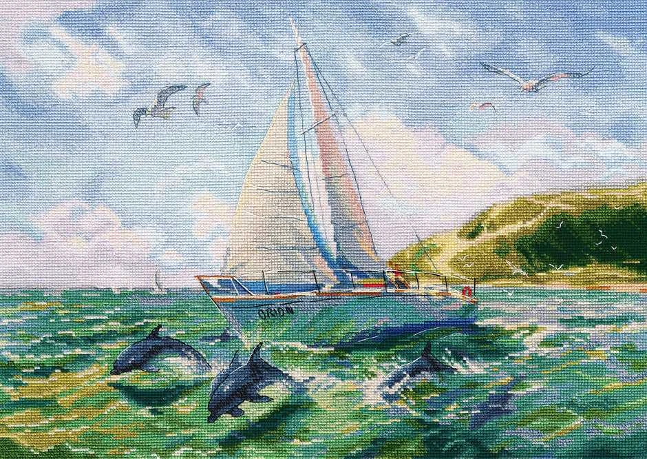 Oven Siuvinėjimo rinkinys kryželiu „Jūros kelionės“, 40×29 cm, Aida 14, 39 spalvų