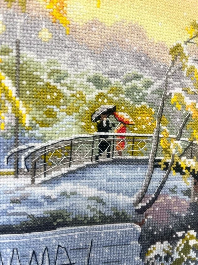 Oven Siuvinėjimo kryželiu rinkinys „Ankstyvas sniegas“ 36 x 27 cm
