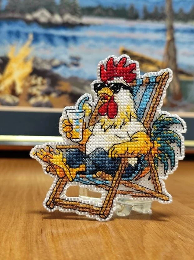 Oven Siuvinėjimo kryželiu rinkinys magnetui „Poilsis paplūdimyje“ 8,6 x 9,3 cm