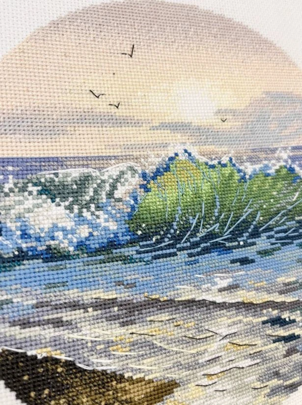 Oven Siuvinėjimo kryželiu rinkinys „Šiltas saulėlydis“ 20×20 cm
