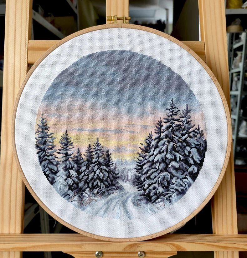 Oven Siuvinėjimo kryželiu rinkinys „Žiemos metas“ 25 x 25 cm