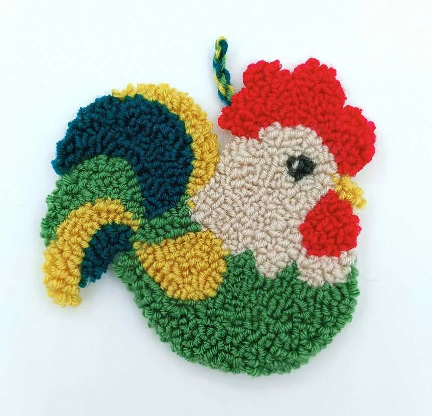Oven Spalvingas kryželiu siuvinėjimo rinkinys „Gaidys“, 14,5×13,5 cm