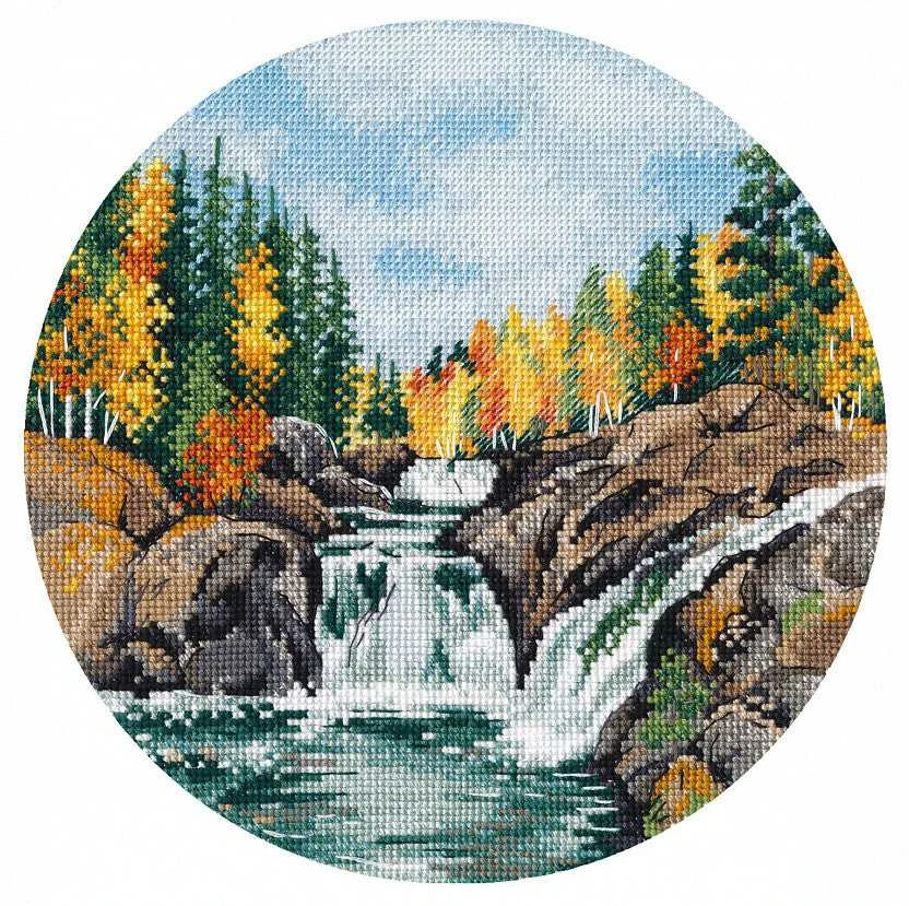 Oven Siuvinėjimo rinkinys „Krioklys“, 20×20 cm, 23 spalvos, 16 ct Aida