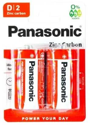 Panasonic D R20 cinko-anglies baterijos 1.5V, 2 vnt.