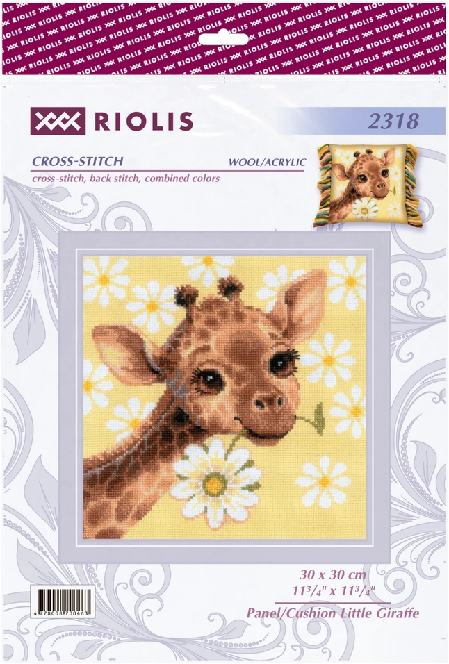 Panel/Cushion Little Giraffe. Siuvinėjimo rinkinys iš RIOLIS Nr.: 2318