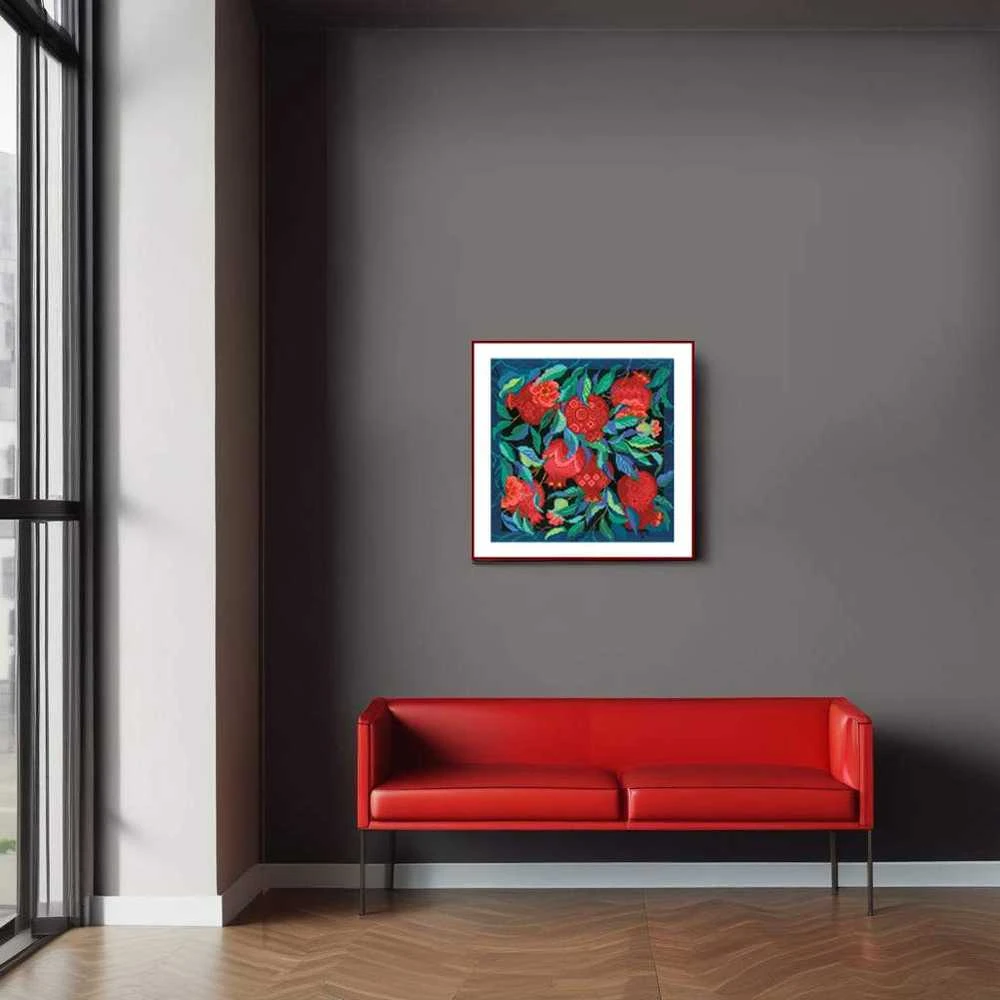 Riolis Kryželiu siuvinėjimo rinkinys "Panelis/pagalvėlė Granatų sodas" 40x40 cm SR2269