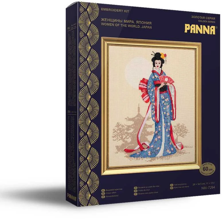 Panna Klart Elegantiškas kryželiu siuvinėjimo rinkinys „Pasaulio moterys: Japonija“