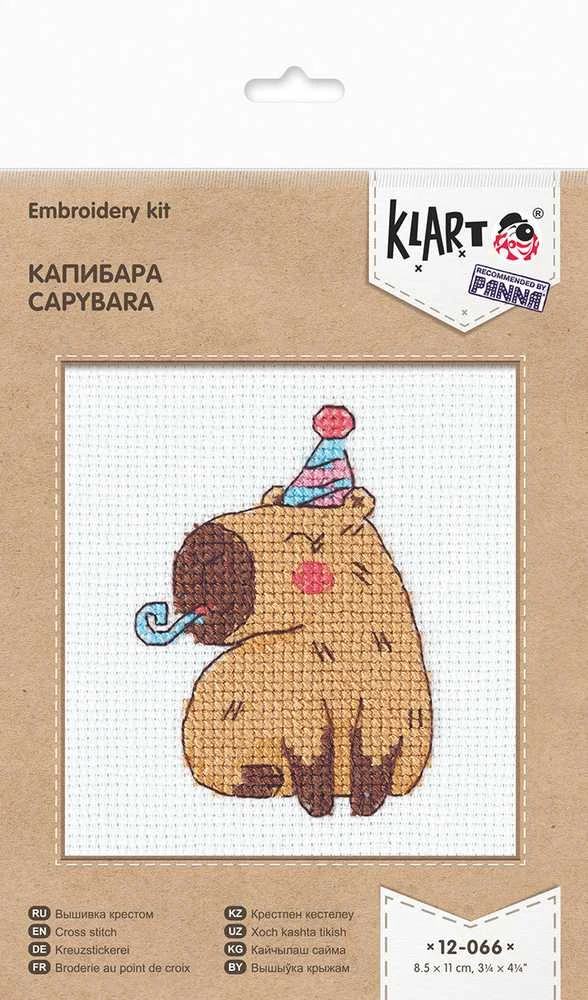 Panna Klart KLART kryželiu siuvinėjimo rinkinys „Kapibara“, 8.5 × 11 cm